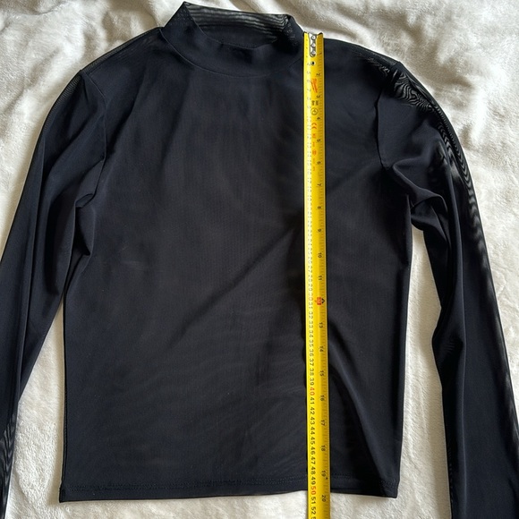 Stretch mesh black long sleeve turtleneck - Picture 8 of 10